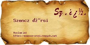 Szencz Örsi névjegykártya